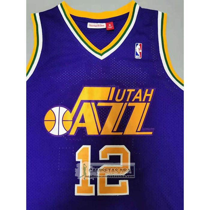 Camiseta Utah Jazz John Stockton NO 12 Mitchell & Ness 1991-92  Violeta